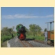 Parn lokomotiva BS 80 posunuje a objd soupravu vlaku