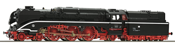 [Lokomotivy] → [Parní] → [BR 18] → 36034: parní lokomotiva černá s kouřovými plechy, červený pojezd