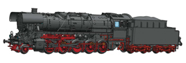 [Lokomotivy] → [Parní] → [BR 44] → 36083: parní lokomotiva černá s červeným pojezdem a kouřovými plechy