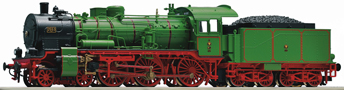 [Lokomotivy] → [Parní] → [BR 38] → 36055: parní lokomotiva zelená s červeným pojezdem