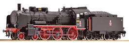 [Lokomotivy] → [Parní] → [BR 38] → 36057: parní lokomotiva černá s červeným pojezdem a kouřovými plechy