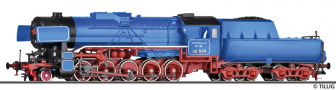 [Lokomotivy] → [Parn] → [BR 42] → 502597: parn lokomotiva modr s kouovmi plechy, ernou dmnic a s ervenm pojezdem