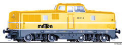 [Lokomotivy] → [Motorové] → [V 80] → 04802 E: dieselová lokomotiva žlutá s černým rámem a pojezdem „MATTRA“
