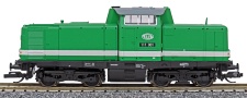 [Lokomotivy] → [Motorové] → [V 100] → 120109: zelená s bílým pruhem a černým rámem a pojezdem