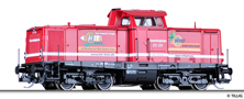 [Lokomotivy] → [Motorové] → [V 100] → 501463 E: dieselová lokomotiva červená s krémovým proužkem, černý rám a pojezd