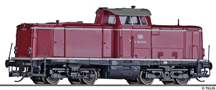 [Lokomotivy] → [Motorové] → [V 100] → 501968: dieselová lokomotiva vínově červená, hnědá stříška a pojezd