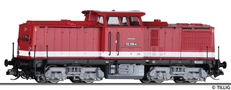 [Lokomotivy] → [Motorové] → [V 100] → 04596: dieselová lokomotiva červená s krémovým pruhem, černý rám a šedý pojezd