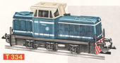 [Lokomotivy] → [Motorové] → [T334] → 2611: modrá s bílými prožky, krémová budka, černý rám a pojezd
