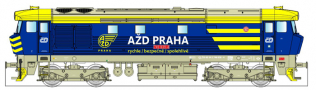 [Lokomotivy] → [Motorové] → [T478.1 „Bardotka”] → 33420: dieselová lokomotiva v barevném schematu „AŽD“