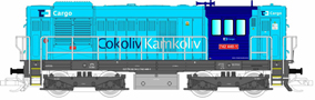 [Lokomotivy] → [Motorové] → [T466.2/T448.0] → 501577: dieselová lokomotiva světle modrá s šedým rámem a pojezdem
