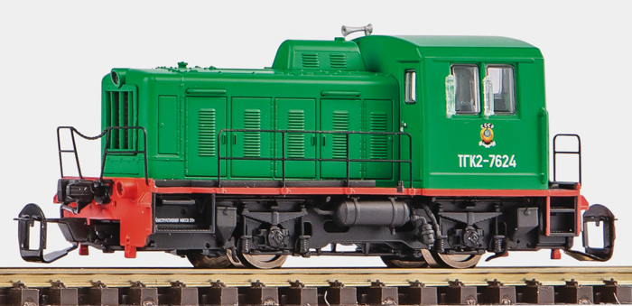 [Lokomotivy] → [Motorové] → [TGK2 Kaluga] → 47524: dieselová lokomotiva zelená-černá s červeným rámem