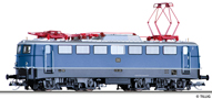 [Lokomotivy] → [Elektrické] → [BR 110] → 04390: modrá se stříbrnou střechou, černý rám a pojzed, červené pantografy