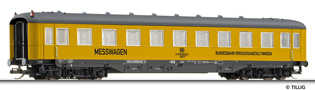 [Osobní vozy] → [Rychlíkové] → [typ 38] → 16943 E: pracovní vůz žlutý s tmavě šedou střechou „Bundesbahn-Versuchsanstalt Minden“