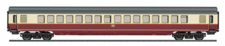 [Osobní vozy] → [Rychlíkové] → [typ m] → 502143: rychlíkový vůz velkoprostorový vínově červený-slonová kost s šedou střechou 1. tř.
