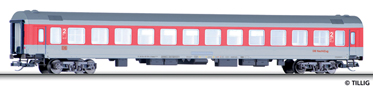 [Osobní vozy] → [Rychlíkové] → [typ m v barvách IC-původní] → 501349: rychlíkový vůz červený-bílý s šedou střechou 2. tř. „DB NachtZug“