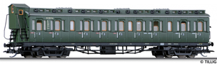 [Osobní vozy] → [Spěšné a osobní] → [4-osé oddílové] → 13161: zelený s tmavě šedou střechou a brzdařskou budkou 3. tř.