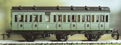 [Osobní vozy] → [Spěšné a osobní] → [3-osé oddílové] → 3136: zelený s černou střechou 2. tř.