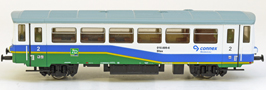 [Osobní vozy] → [Spěšné a osobní] → [2-osé Btax (010)] → M0998: zelený-modrý-bílý s šedou střechou ″Železnice Desná″