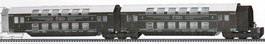 [Osobní vozy] → [Patrové] → [DB 13] → 3741: zelený s šedou střechou 2. tř., střední díl
