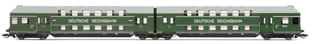 [Osobní vozy] → [Patrové] → [DB 13] → HN9504: zelená s šedou střechou, dvoudílná jednotka