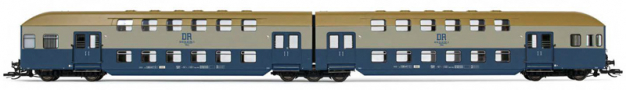 [Osobn vozy] → [Patrov] → [DB 13] → HN9522: dvoudln patrov jednotka modr-svtle ed s olivovou stechou