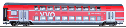 [Osobní vozy] → [Patrové] → [4-osé] → 01787 E: patrový vůz červený s šedou střechou „VVO“