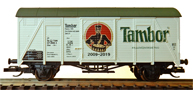 [Nákladní vozy] → [Kryté] → [2-osé Ztr (Glm)] → M1902: krytý nákladní vůz bílý se zelenou střechou „Tambor - Královédvorské pivo“