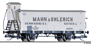 [Nákladní vozy] → [Kryté] → [2-osé s nízkou střechou] → 17366: chladicí vůz bílý s olivovou střechou „Mahn & Ohlerich Rostock“
