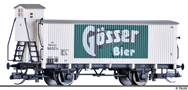 [Nákladní vozy] → [Kryté] → [2-osé s nízkou střechou] → 17393: chladicí vůz bílý s šedou střechou „Gösser Bier“