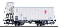 [Nákladní vozy] → [Kryté] → [2-osé s nízkou střechou] → 01786 E: krytý nákladní vůz bílý s šedou střechou z lazaretního vlaku „Vereins-Lazarettzug“