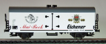 [Nákladní vozy] → [Kryté] → [2-osé chladicí, pivní a reklamní] → 500025: nákladní chladící vůz bílý s šedou střechou „Eichener Mai Bock“