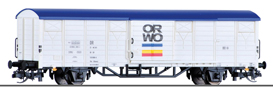 [Nákladní vozy] → [Kryté] → [2-osé Gbs] → 501903: krytý nákladní vůz bílý s modrou střechou „ORWO“