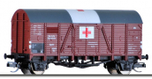 [Nákladní vozy] → [Kryté] → [2-osé Oppeln] → 01753 E: krytý nákladní vůz červenohnědý s šedou střechou „Lazarettzug“