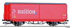 [Nákladní vozy] → [Kryté] → [2-osé s posuvnými bočnicemi] → 14840: nákladní vůz s posuvnými bočnicemi červený „Railion“