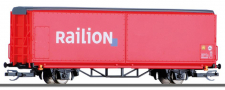 [Nákladní vozy] → [Kryté] → [2-osé s posuvnými bočnicemi] → 01796: nákladní vůz s posuvnými bočnicemi červený „Raillion“