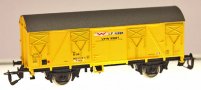 [Nákladní vozy] → [Kryté] → [2-osé Gs] → 500146: krytý nákladní vůz žlutý s hnědou střechou „H.F. Wiebe“