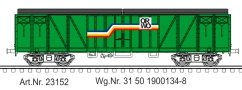 [Nákladní vozy] → [Kryté] → [4-osé ostatní] → 23152: krytý nákladní vůz zelený s reklamou „ORWO“