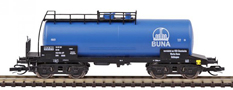 [Nákladní vozy] → [Cisternové] → [4-osé s lávkou Ra] → 0113356-2: cisternový vůz modrý s logem „BUNA“