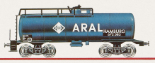 [Nkladn vozy] → [Cisternov] → [4-os s lvkou Ra] → [5]00305: kotlov vz modr s logem „ARAL“
