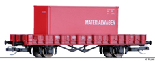 [Nákladní vozy] → [Nízkostěnné] → [2-osé Rm] → 502095: nízkostěnný nákladní vůz s kontejnerem do hasičského vlaku
