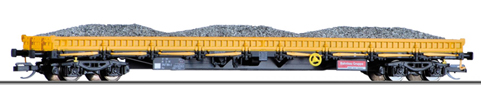 [Nákladní vozy] → [Nízkostěnné] → [4-osé Res] → 501908: nízkostěnný nákladní vůz žlutý do pracovního vlaku s nákladem štěrku