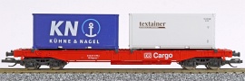 [Nákladní vozy] → [Nízkostěnné] → [4-osé Huckepack] → 01459: nízkostěnný nákladní vůz červený se dvěma 20′ kontejnery