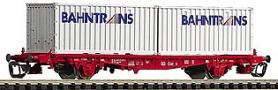 [Nákladní vozy] → [Nízkostěnné] → [2-osé kontejnerové Lbgjs 598] → 14561: plošinový nákladní vůz červený se dvěma kontejnery 20′ „Bahntrans“