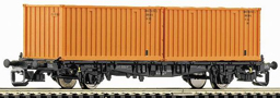 [Nákladní vozy] → [Nízkostěnné] → [2-osé kontejnerové Lbgjs 598] → 37508: kontejnerový vůz černý se dvěma oranžovými kontejnery 20′
