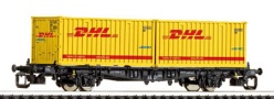 [Nákladní vozy] → [Nízkostěnné] → [2-osé kontejnerové Lbgjs 598] → 37507: černý Lgjs se dvěma žlutými kontejnery 20′ „DHL“