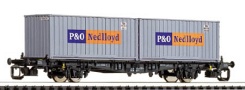 [Nákladní vozy] → [Nízkostěnné] → [2-osé kontejnerové Lbgjs 598] → 37506: kontejnerový vůz černý se dvěma kontejnery 20′ „P&O Nedlloyd″“