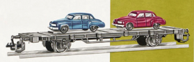 [Nkladn vozy] → [Nzkostnn] → [2-os Sm] → 4540: Nkladn ploinov ern s nkladem dvou osobnch automobil Wartburg
