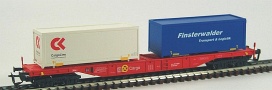 [Nákladní vozy] → [Nízkostěnné] → [4-osé kontejnerové Sngs] → 31140: červený s kontejnerem 20″ bílým ″CargoLine″ a modrým ″Finsterwalder″