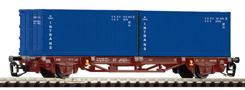 [Nákladní vozy] → [Nízkostěnné] → [2-osé kontejnerové Lgs 579] → 47716: červenohnědý se dvěma modrými kontejnery „Intrans“