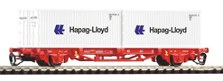 [Nákladní vozy] → [Nízkostěnné] → [2-osé kontejnerové Lgs 579] → 47718: červený s dvěma kontejner 20′ „Hapag Lloyd“